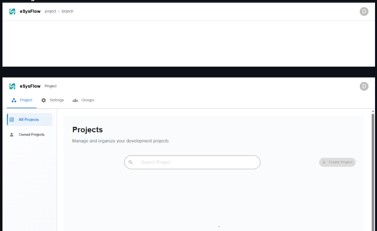 Project dashboard mockup